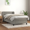 Cama box spring con colchón terciopelo gris oscuro 90x200 cm