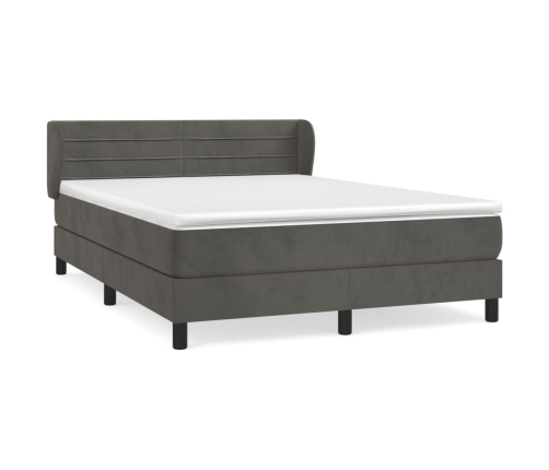 Cama box spring con colchón terciopelo gris oscuro 160x200 cm