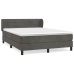 Cama box spring con colchón terciopelo gris oscuro 160x200 cm