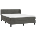 Cama box spring con colchón terciopelo gris oscuro 160x200 cm