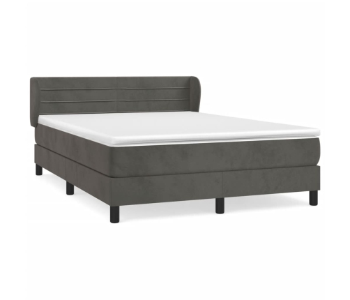 Cama box spring con colchón terciopelo gris oscuro 180x200 cm