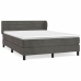 Cama box spring con colchón terciopelo gris oscuro 180x200 cm