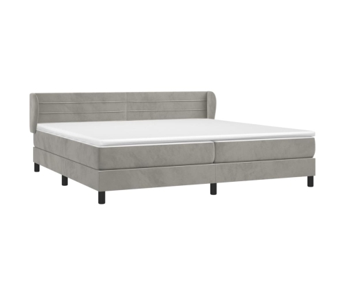 Cama box spring con colchón terciopelo gris claro 200x200 cm