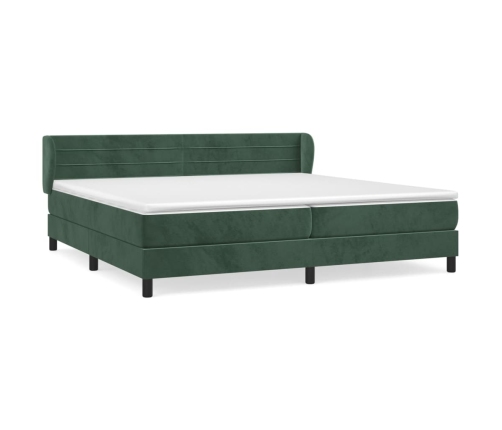 Cama box spring con colchón terciopelo verde oscuro 200x200 cm