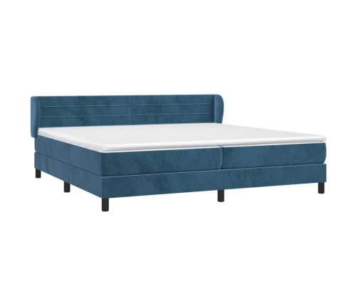 Cama box spring con colchón terciopelo azul oscuro 200x200 cm