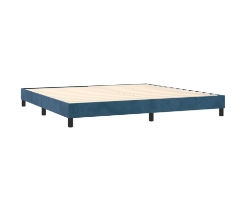 Cama box spring con colchón terciopelo azul oscuro 200x200 cm