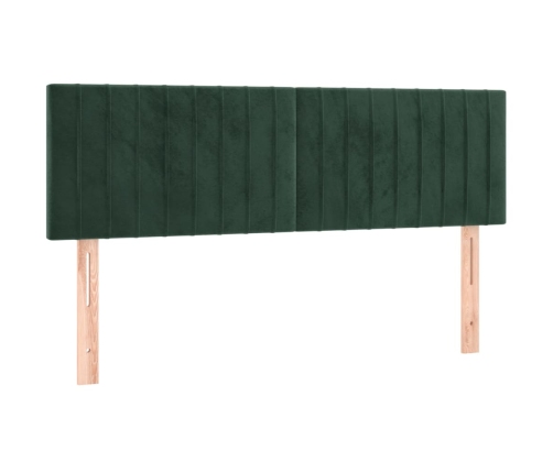 Cama box spring con colchón terciopelo verde oscuro 140x190 cm