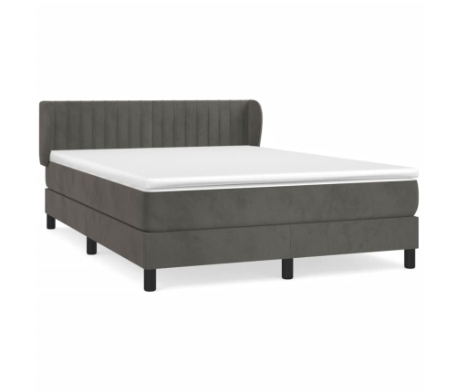 Cama box spring con colchón terciopelo gris oscuro 140x200 cm