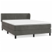 Cama box spring con colchón terciopelo gris oscuro 140x200 cm