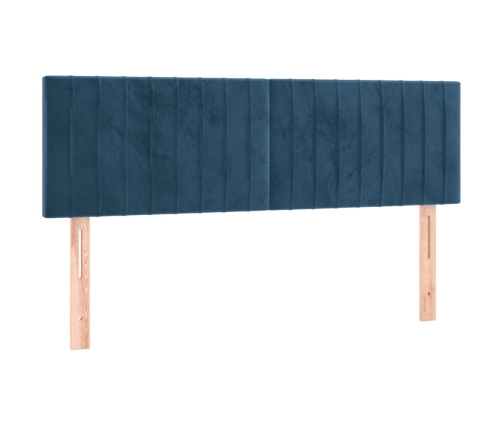 Cama box spring con colchón terciopelo azul oscuro 140x200 cm