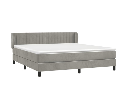 Cama box spring con colchón terciopelo gris claro 180x200 cm