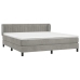 Cama box spring con colchón terciopelo gris claro 180x200 cm