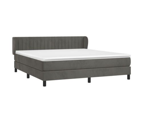 Cama box spring con colchón terciopelo gris oscuro 180x200 cm