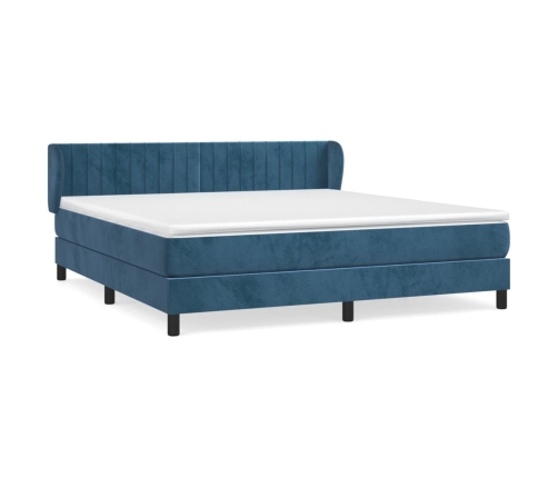 Cama box spring con colchón terciopelo azul oscuro 180x200 cm