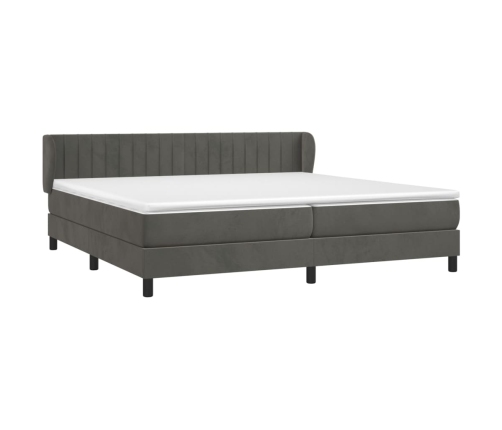 Cama box spring con colchón terciopelo gris oscuro 200x200 cm