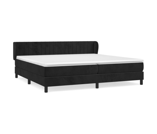 Cama box spring con colchón terciopelo negro 200x200 cm