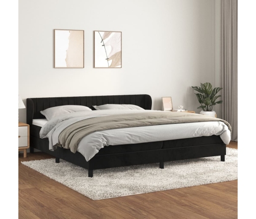 Cama box spring con colchón terciopelo negro 200x200 cm