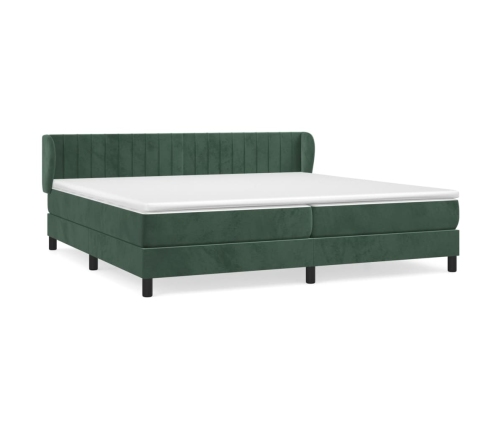 Cama box spring con colchón terciopelo verde oscuro 200x200 cm