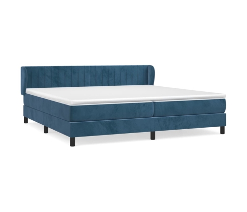 Cama box spring con colchón terciopelo azul oscuro 200x200 cm