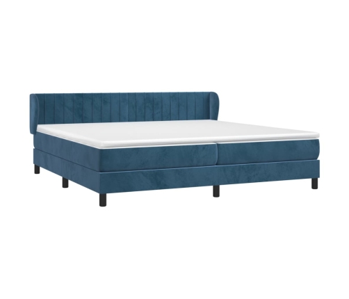 Cama box spring con colchón terciopelo azul oscuro 200x200 cm