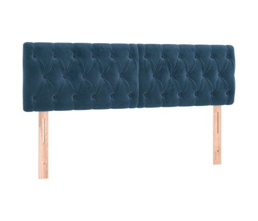 Cama box spring con colchón terciopelo azul oscuro 140x200 cm