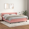 Cama box spring con colchón terciopelo rosa 160x200 cm