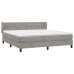 Cama box spring con colchón terciopelo gris claro 180x200 cm