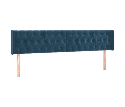 Cama box spring con colchón terciopelo azul oscuro 180x200 cm