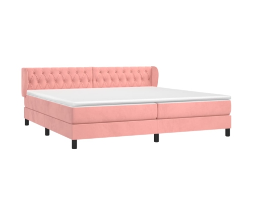 Cama box spring con colchón terciopelo rosa 200x200 cm