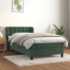 Cama box spring con colchón terciopelo verde oscuro 90x190 cm