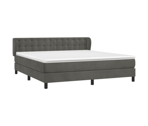 Cama box spring con colchón terciopelo gris oscuro 180x200 cm