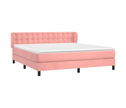 Cama box spring con colchón terciopelo rosa 180x200 cm