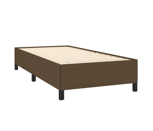 Cama box spring con colchón tela marrón oscuro 80x200 cm