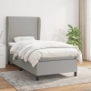 Cama box spring con colchón tela gris claro 90x190 cm