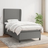 Cama box spring con colchón tela gris oscuro 90x200 cm