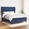 Cama box spring con colchón tela azul 140x190 cm