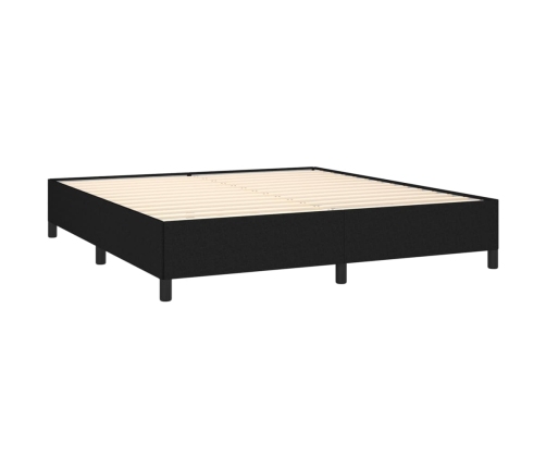 Cama box spring con colchón tela negro 160x200 cm