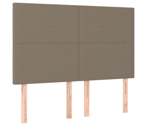 Cama box spring con colchón tela gris taupe 160x200 cm