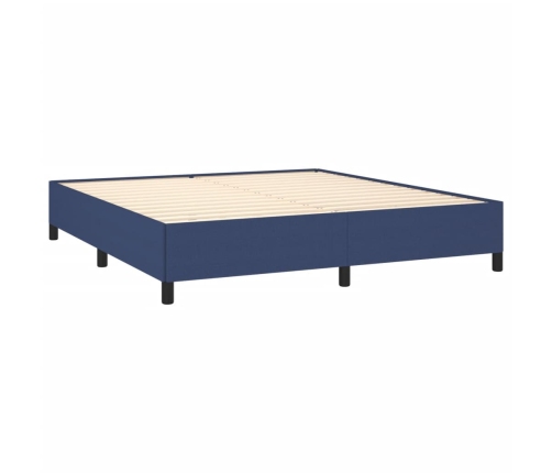 Cama box spring con colchón tela azul 160x200 cm