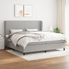 Cama box spring con colchón tela gris claro 200x200 cm