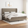 Cama box spring con colchón tela gris taupe 200x200 cm