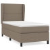Cama box spring con colchón tela gris taupe 80x200 cm