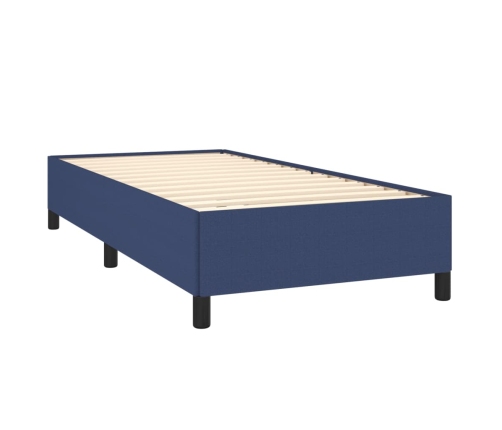 Cama box spring con colchón tela azul 90x200 cm