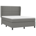 Cama box spring con colchón tela gris oscuro 140x190 cm