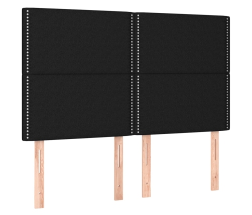 Cama box spring con colchón tela negro 160x200 cm