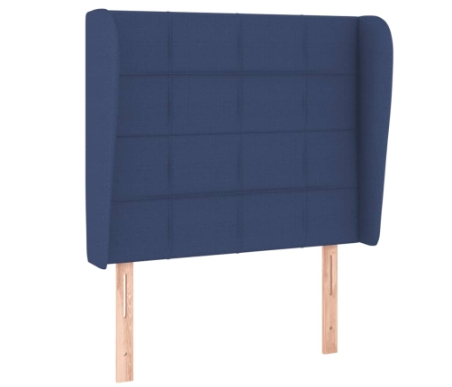 Cama box spring con colchón tela azul 90x190 cm