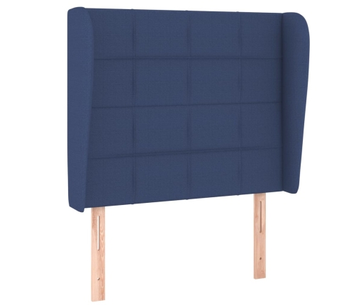 Cama box spring con colchón tela azul 90x200 cm