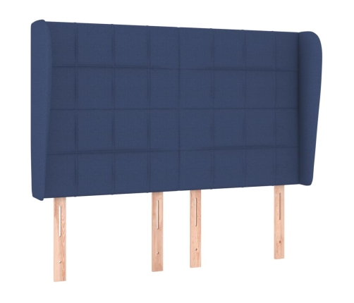 Cama box spring con colchón tela azul 140x190 cm