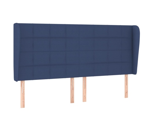 Cama box spring con colchón tela azul 160x200 cm