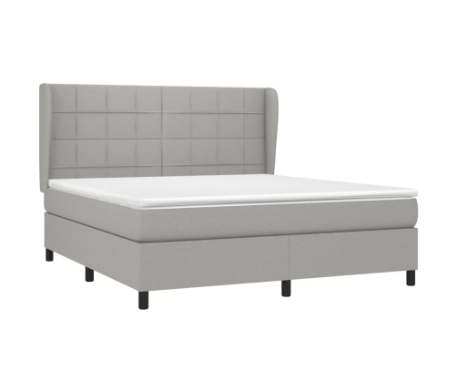 Cama box spring con colchón tela gris claro 180x200 cm